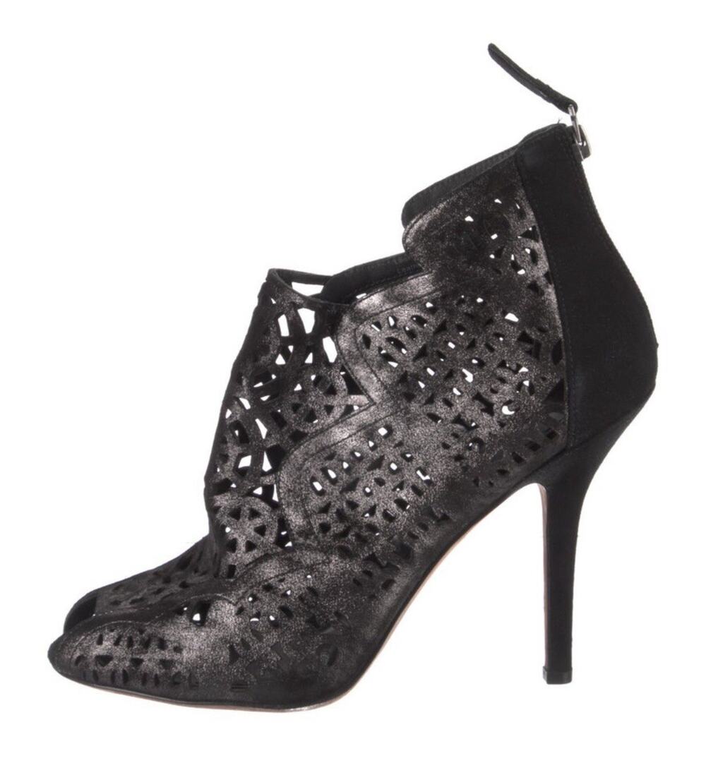 Vera Wang Black Silver Laser Cut Out Shoe Booties EU 41.5
